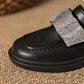 British Style Small Leather Shoes College Style Sparkling Rhinestone Single Shoes Women Square Toe Platform Shoes