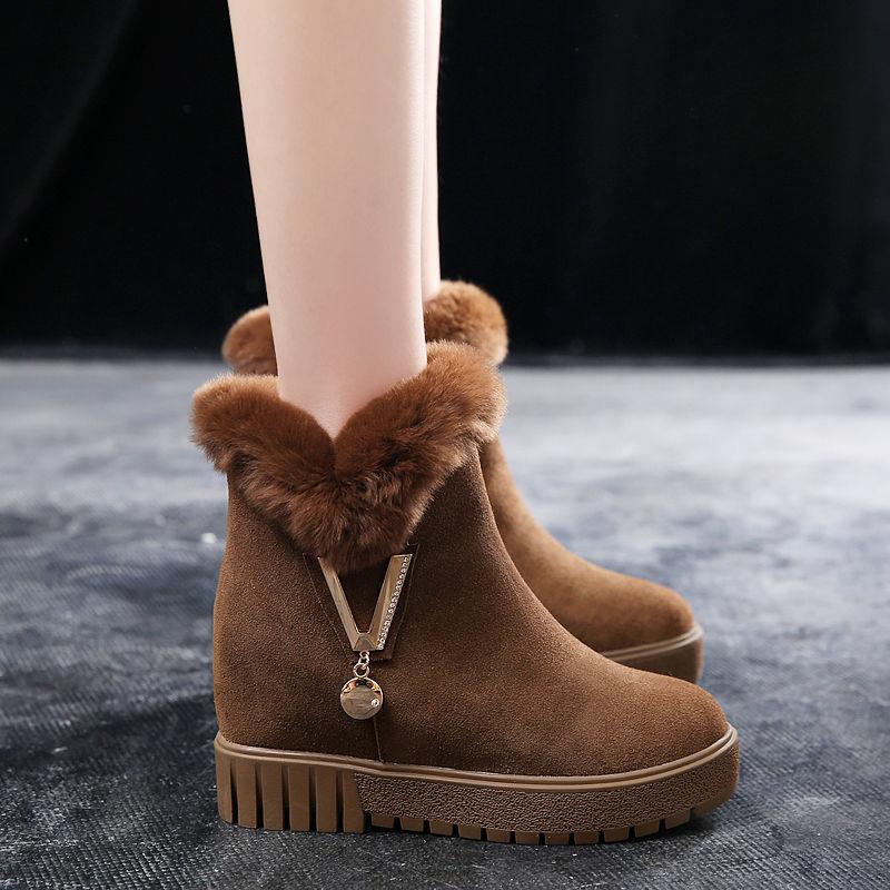 Autumn and Winter Snow Boots Women's Short Boots Women's Inner Height Increase Women's Shoes Cotton Shoes Women