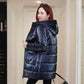 Glossy Down Padded Jacket Women's Winter Mid-length Padded Coat, Wash-free Thick Coat Padded Jacket