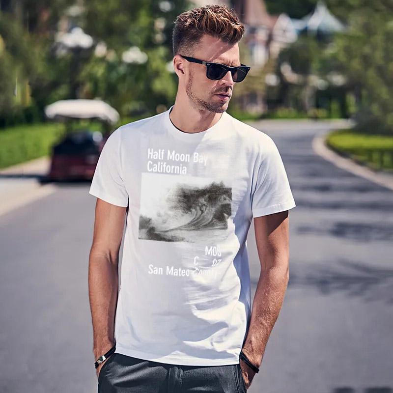 Men's Summer Printed Round Neck Pullover Versatile Summer Casual Loose Short Sleeve Men's Top Thin T-Shirt