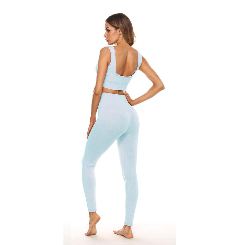Women's Yoga Clothing Set Seamless Thread U-Shaped Beautiful Back Sports Bra Tight Hip Lift Yoga Pants Set Gym Training Set Sports Suit