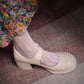 Single Shoes Women's Early Spring Retro Round Toe Thick Heel Mary Jane Shoes Female College Style Big Toe Shoes