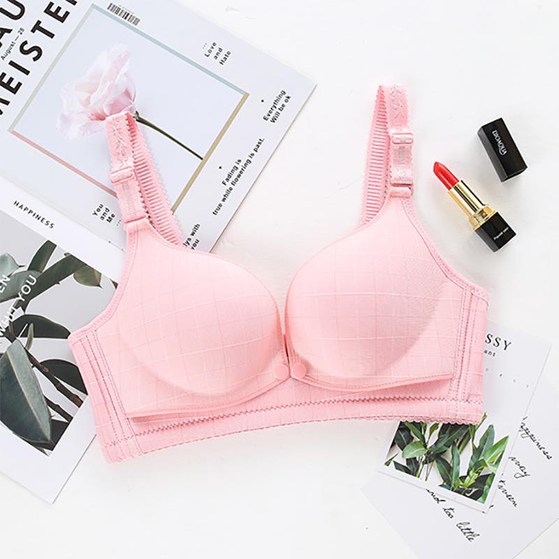 Nursing Bra Pure Cotton No Steel Ring Front Buckle Anti-sagging Adjustable Maternity Underwear Gather Nursing Bra