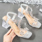 Women's Summer Roman Sandals All-match Fashionable Women's Shoes Crystal Transparent Chunky Heel High Heels
