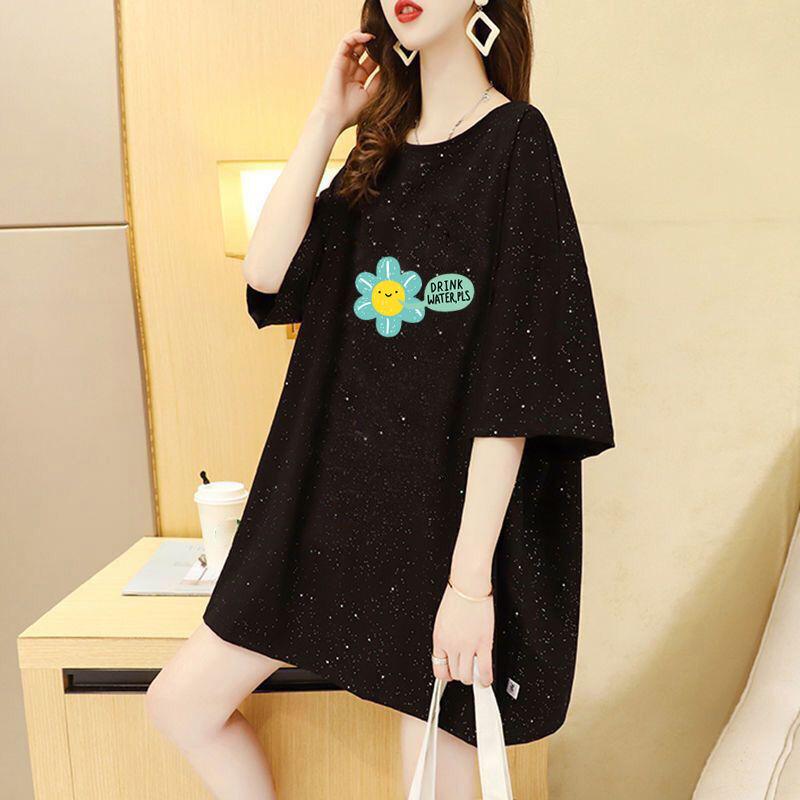 Hollow Halter Mid-length T-shirt Women's Short-sleeved Loose Loose Slim T-shirt Half-sleeved Top Ladies Casual Loose T-shirt
