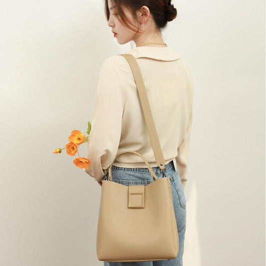 Simple Bucket Bag Leather Handbags Light Casual One-shoulder Handbag Shopping Handbags