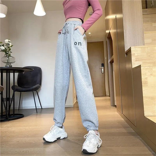 Gray Sweatpants Female Spring and Summer Korean Version of Ins Beam Guard Pants Thin Wild Casual Pants Trousers