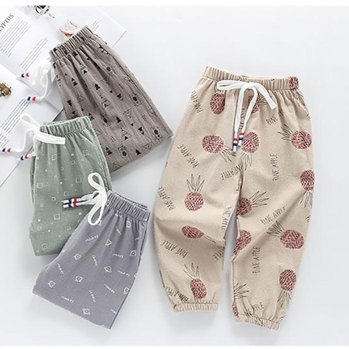 Children's Mosquito Pants Summer Thin Boys and Girls Printed Pineapple Geometry Pattern Trousers Casual Pants Leggings