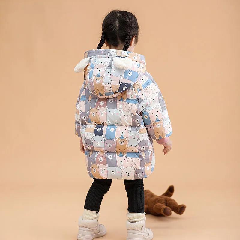 White Duck Down Children's Warm and Windproof Down Jacket Mid-length Winter Padded Jacket