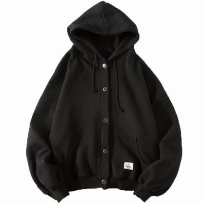 Autumn and Winter Cardigan Coat Loose Fleece Cardigan Sweater Male Student Hooded All-match Casual Wear Trend