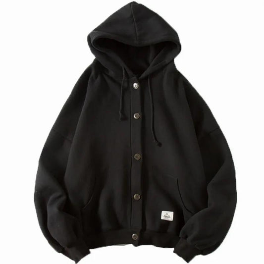Autumn and Winter Cardigan Coat Loose Fleece Cardigan Sweater Male Student Hooded All-match Casual Wear Trend