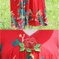 Ethnic Style V-neck Embroidery Long-sleeved Dress Bohemian Style Spring and Autumn Large Size Loose Middle Calf Length