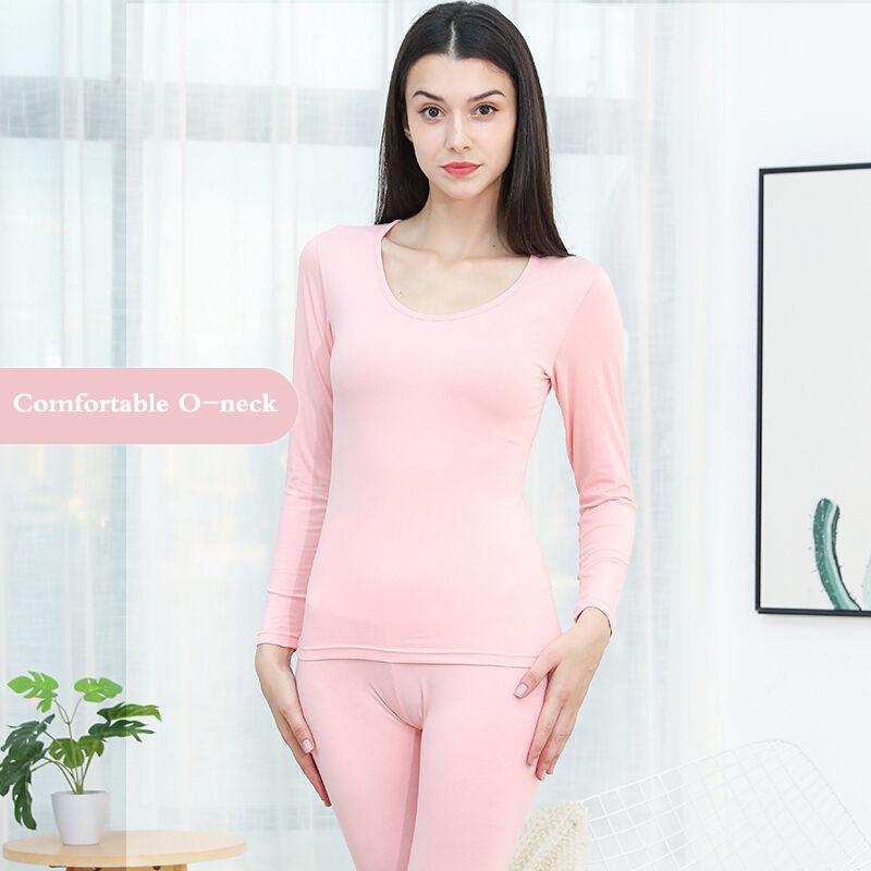 Women Winter Autumn Thermal Underwear Plus Velvet O-neck Female Tight Suit Thicken Windproof Comfortable Soft Lining Long Sleeve High Elasticity Slim