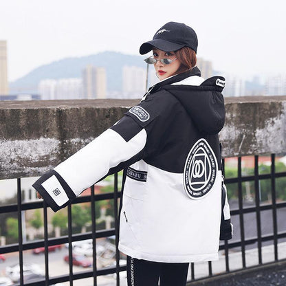 Tooling Couple Down Jacket Women Mid-length Korean Ins Loose Thick Winter Jacket