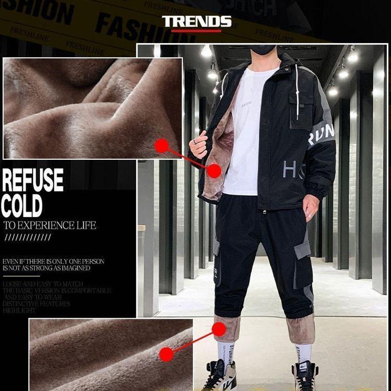 Plus Velvet Thickened Autumn and Winter Men's Suits Spring Fashion Youth Sports and Leisure Suits