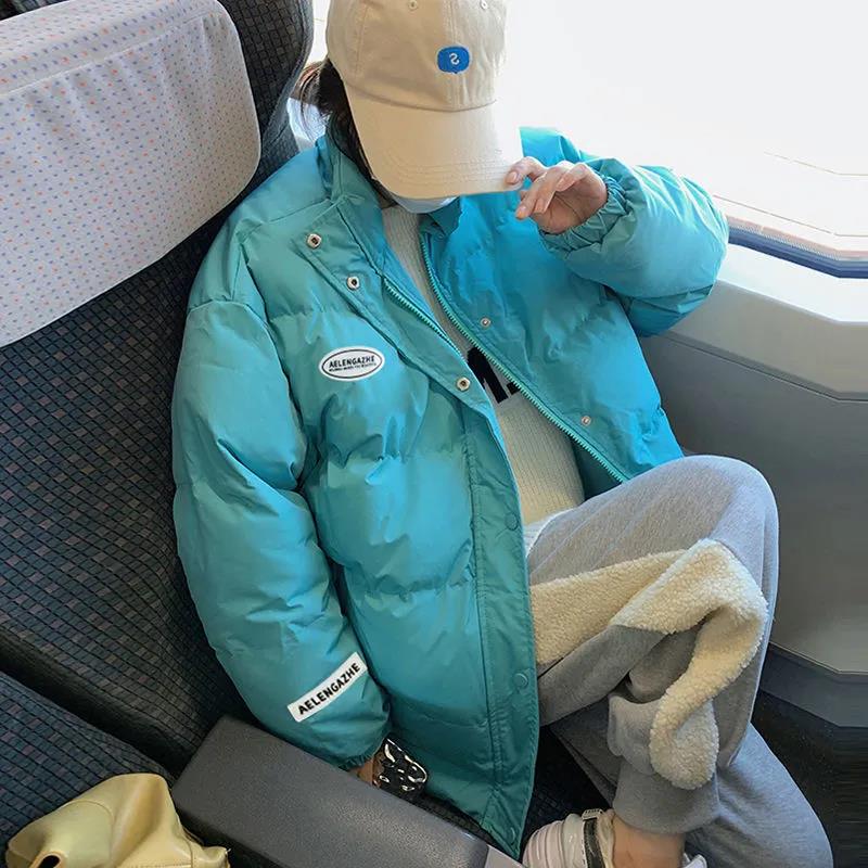 Winter Short Ladies Down Jacket Korean Fashion Loose Thick Cotton Stand Collar Jacket