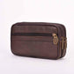 Men's Leather Horizontal Pockets Mobile Phone Waist Bag Wearing Belt Double Mobile Phone Purse Convenient Small Bag