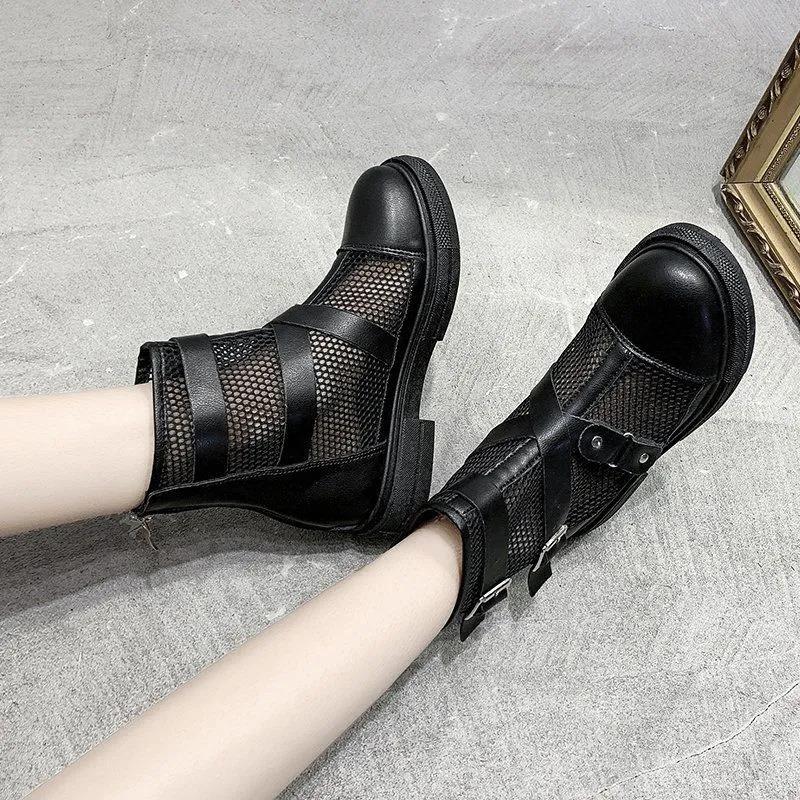 Summer Women's Martin Net Boots All-match Breathable Net Boots Hollow Flat Thin Short Boots