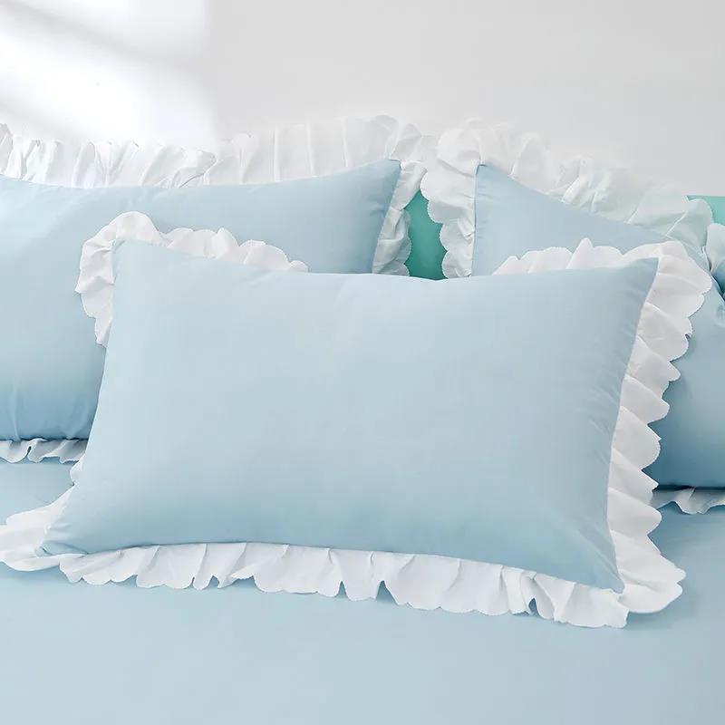 Korean Version Princess Lace Pillowcases A Pair of Single and Double Lotus Leaf Pillowcases Pillow Core Pillow Skin 48*74cm