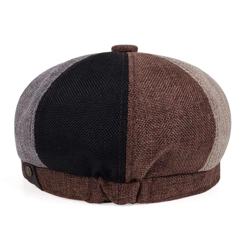 Spring and Autumn Men's Retro Casual Colorblocking and Solid Color Versatile Gentleman Beret Visor