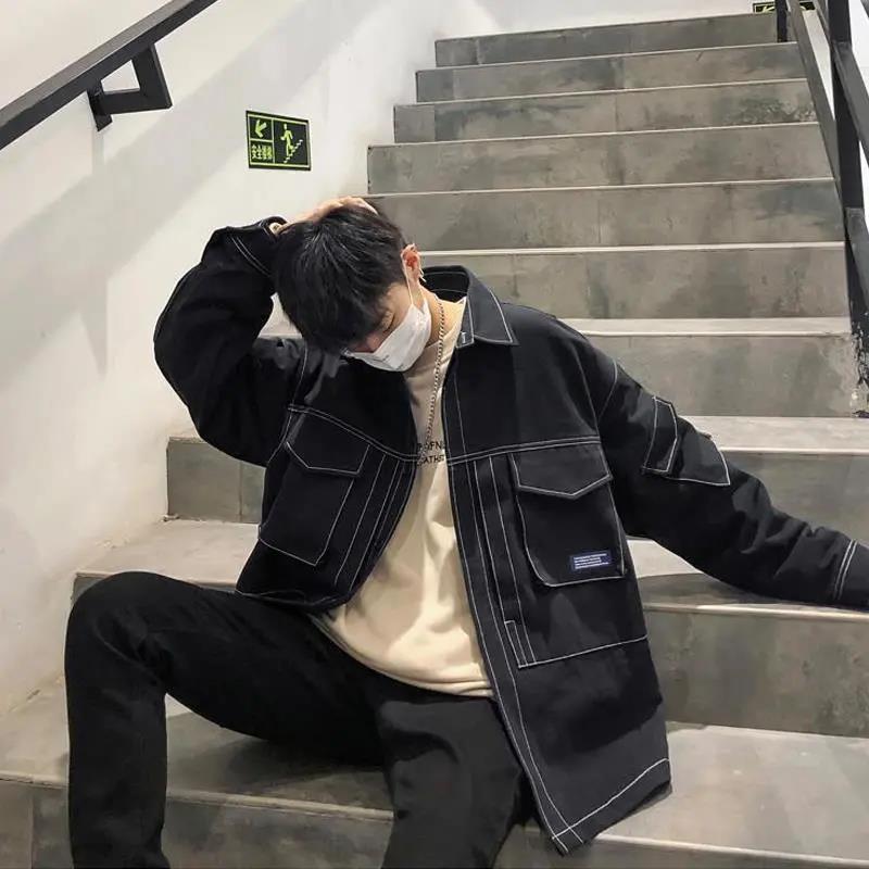 Workwear Jacket Men's Fashion Trend Retro Loose Comfortable Jacket Youth Korean Style Stand-up Collar Clothes