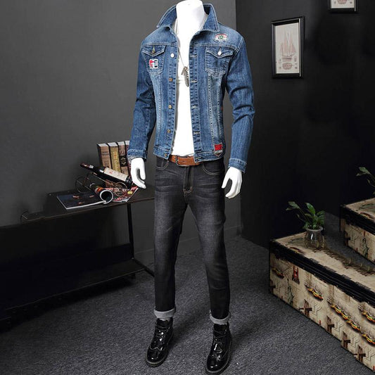 Autumn Mens Denim Jacket Mens Fashion Bomber Thin Ripped Denim Jacket Male Cowboy Jeans Jackets 4XL