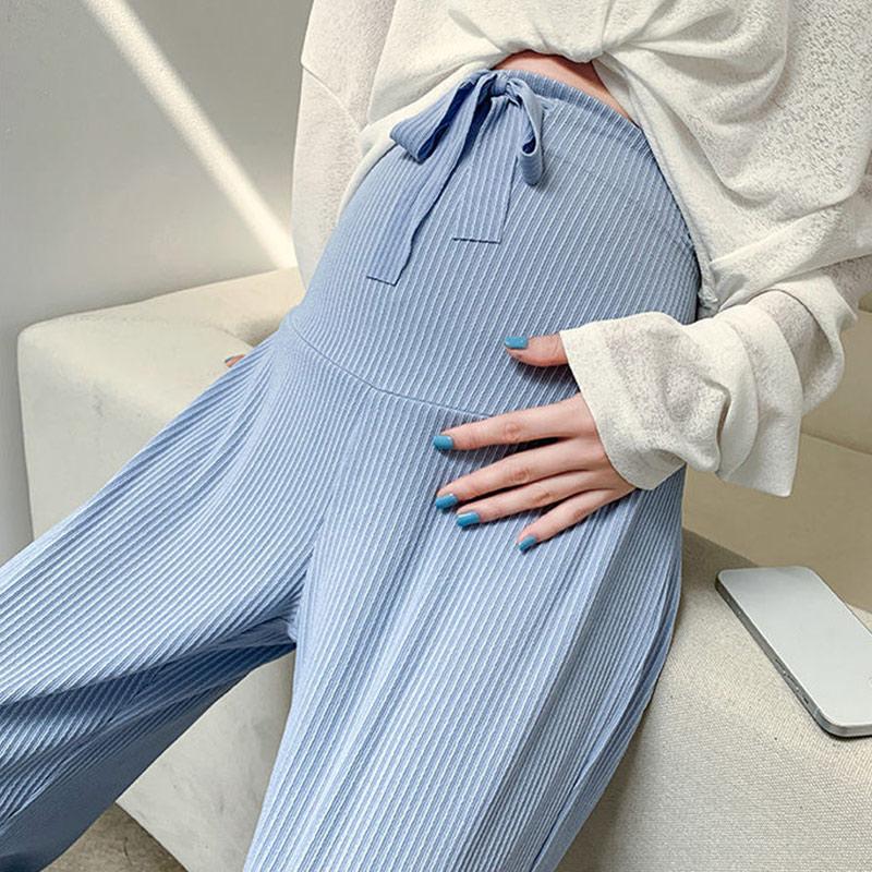 Pregnant Women's Pants Fashion Ice Silk Wide-leg Pants Spring Summer and Autumn Loose Straight Casual Maternity Wear