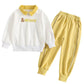 Spring and Autumn Girls Two-piece Set Comfortable Breathable Pullover Printing Fashion Lapel Sweater Casual Pants Suit