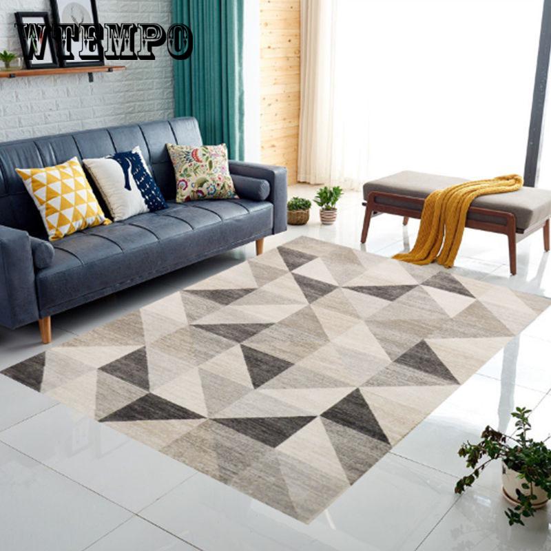 Nordic Style Geometric Carpet for Living Room Anti-Slip Soft Bedroom Floor Mats Doormat