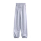 Gray Sports Sweatpants Women Autumn and Winter Wear High Waist Loose Wide-leg Pants Plush Casual Drape Black Trousers Track Pants Jogging Streetwear