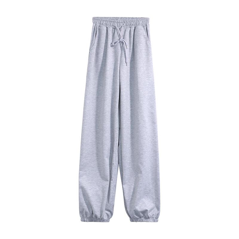 Gray Sports Sweatpants Women Autumn and Winter Wear High Waist Loose Wide-leg Pants Plush Casual Drape Black Trousers Track Pants Jogging Streetwear
