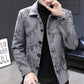 Men's Woolen Coat Autumn and Winter Korean Style Trendy Windbreaker Men's Short British Style Plus Velvet Coat Print