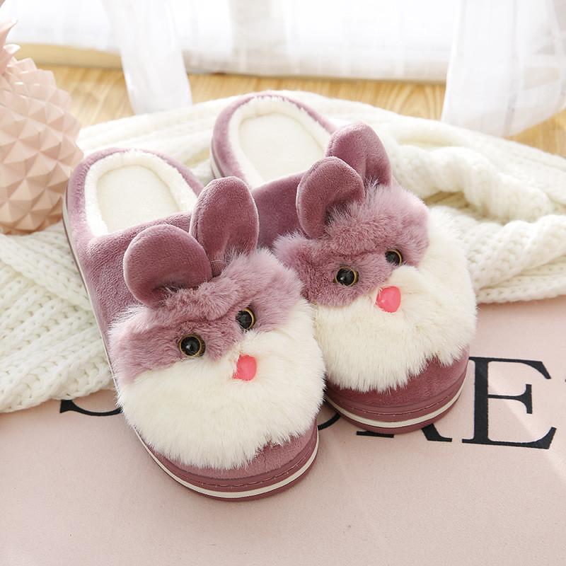 Winter Women Girl Home Slippers Cartoon Rabbit Shoes Bedroom Flat Warm Slippers Indoor Floor Shoes
