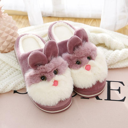Winter Women Girl Home Slippers Cartoon Rabbit Shoes Bedroom Flat Warm Slippers Indoor Floor Shoes