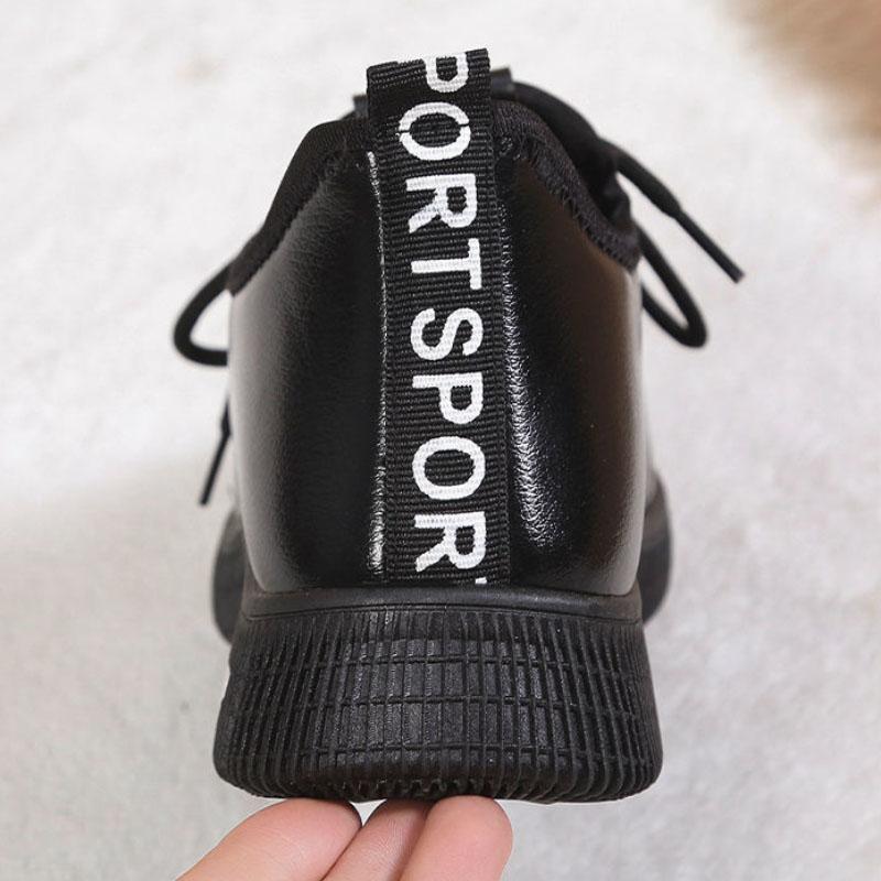 Ladies Cotton Shoes Winter Thicken Warm Shoes Non-slip Waterproof Leather Comfortable Flat Casual Shoes