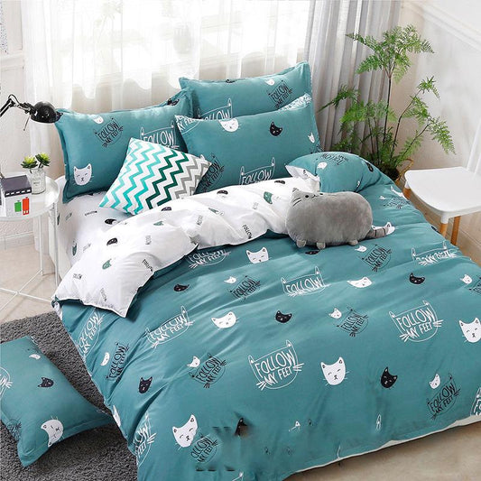 4pcs Bedding Set Bed Set Bed Cover Bed Sheet Quilt Duvet Cover Bedding Set Luxury Soft 3pcs Bedding Set Bed Sheet Pillowcase Cat Bedclothes