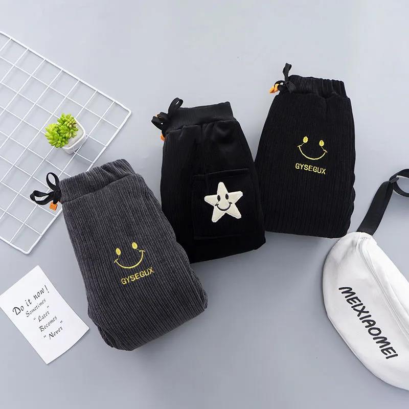 Boys' Cotton Pants Thickened Middle and Small Children's Winter Baby Loose Foot Binding Three-layer Cotton Sandwiched Warm Pants Korean Style