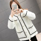 Xiaoxiangfeng Imitation Mink Velvet Thickened Short Coat Women's Spring and Autumn Long-sleeved Round Neck Knitted Cardigan Woolen Top