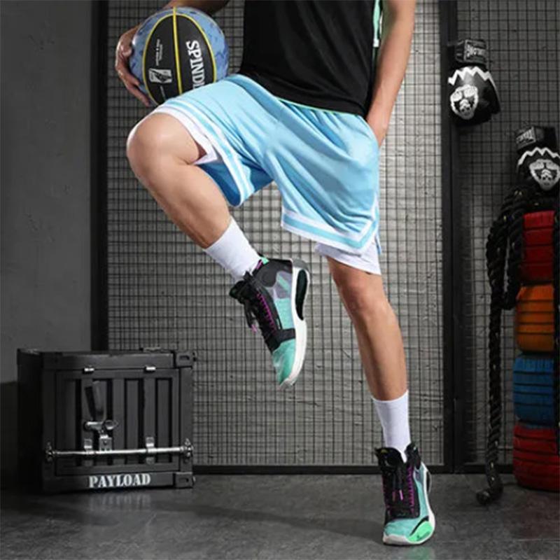 Shorts Men's Basketball Fake Two-piece Three-point Knee-less Breathable Quick-drying Tight Sports Pants Running Fitness Shorts