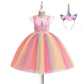 Kids Unicorn Dress for Girls Flower Appliques Ball Gown Little Girl Princess Dresses Elegant Party Costumes Children Clothing