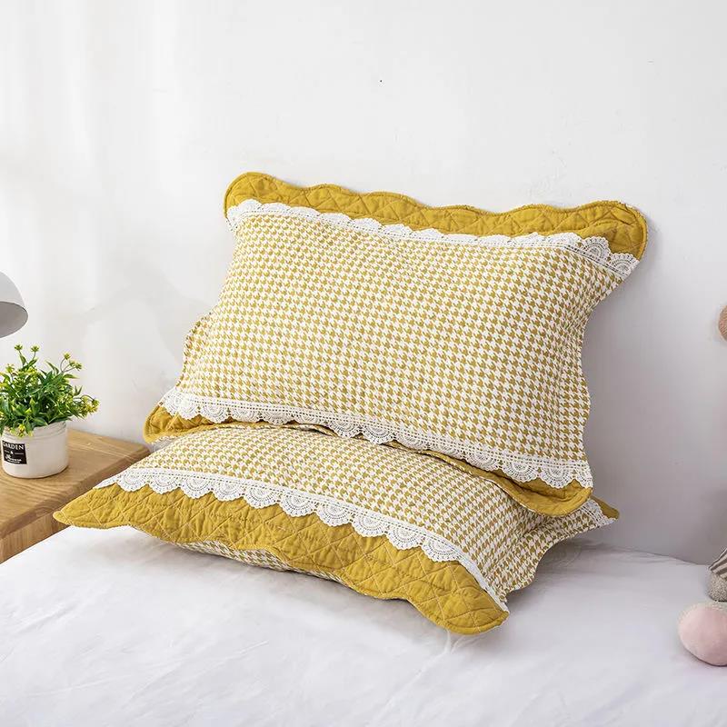 Solid Color Cartoon Embroidered Cotton Quilting Thickening Process Four Seasons Universal Adult Children's Pillowcase Pillowcase 60*40