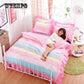 WTEMPO Thick Quilted lace Bedding set Bed set Princess Korean Girls White Pink Bed skirt set