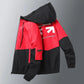 Men's Spring and Autumn Coat Sportwear Jacket Korean Trend Colorblock Print Hooded Jacket Loose Casual Bomber Jacket