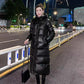 Winter Bright Face Ladies Long Padded Jacket with Hooded Stand-up Collar Slim Fit Thick Warm Down Padded Jacket Simple and Versatile Loose Warm Jacket