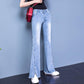 Women Fashion High-Rise Wide Leg Flared Jeans Bell Bottom Jeans Denim Ladies Zipper Pocket Trousers