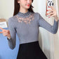 Winter Lace Hollow Turtleneck Sweater Long Sleeve Bottoming Slim Knitted Pullover Women