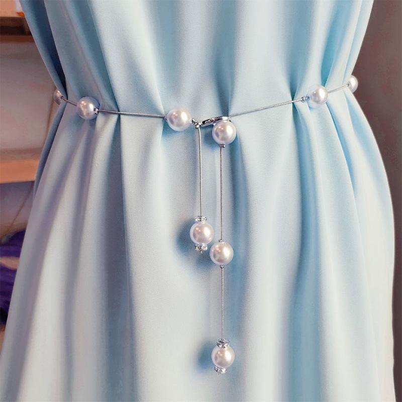Pearl Thin Waist Chain Simple Versatile Decorative Dress with Skirt Slim Waist Thin Belt Women