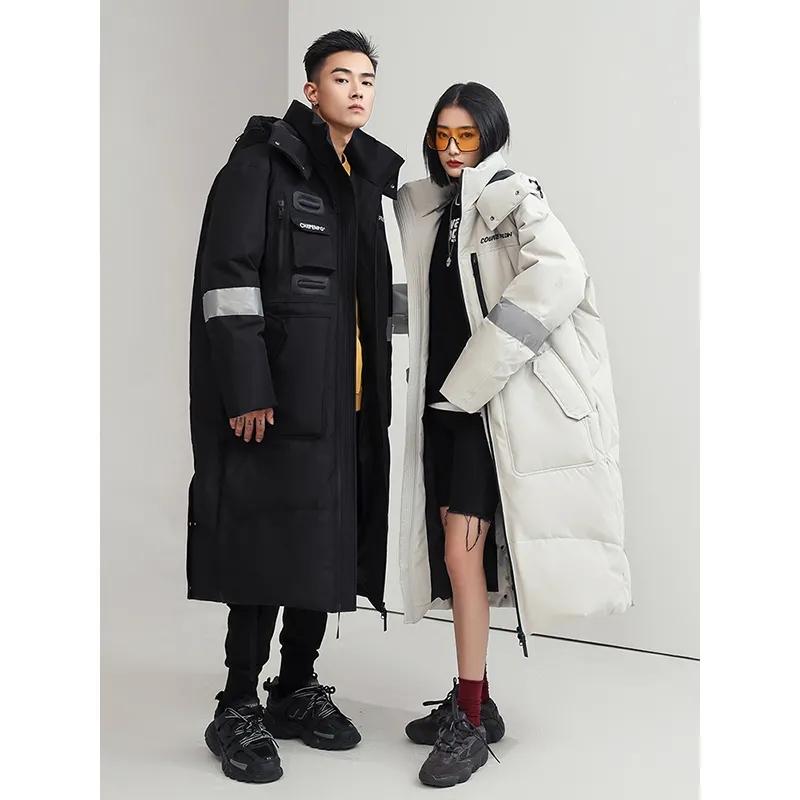 Over-the-knee Long Down Jacket Winter Men's and Women's Mid-length Tooling Thickened Korean Version Couple Decoration Body Coat Slim Coat