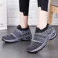 Women's Mid High-heeled Sneakers Casual Breathable Mesh Sports Shoes Running Flat Shoes Slip on Thick-soled Dance Shoes
