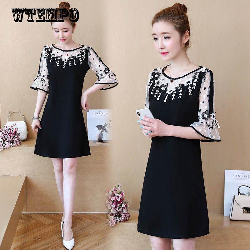 Slim Midi Dress Lace Loose Style